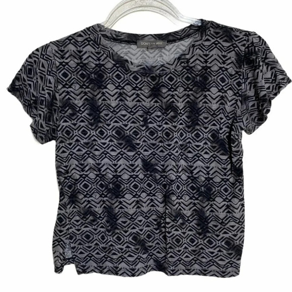 AEO black gray‎ print crop top - Picture 1 of 5